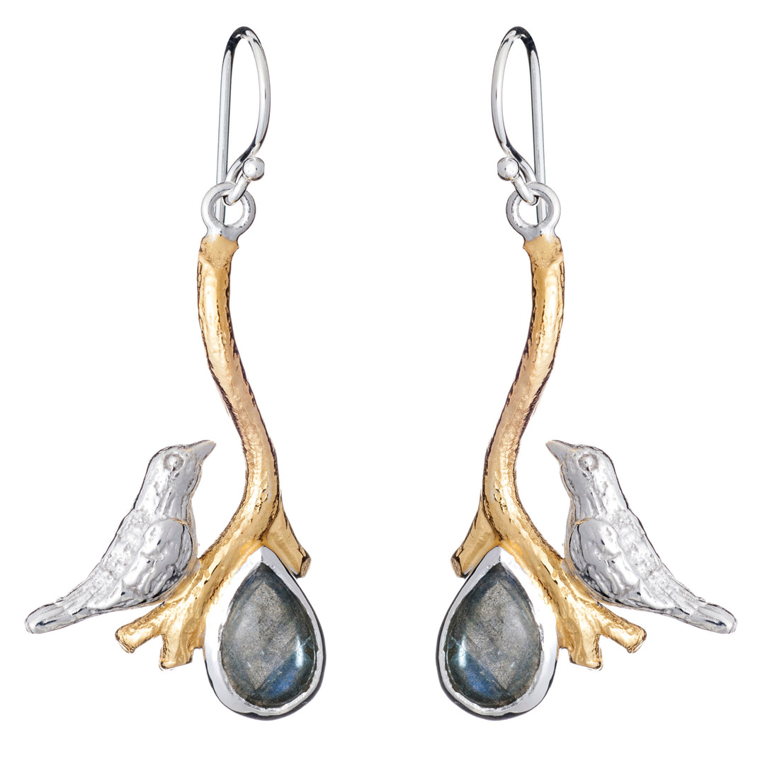Love Bird Earrings in labradorite-Gallardo & Blaine Designs