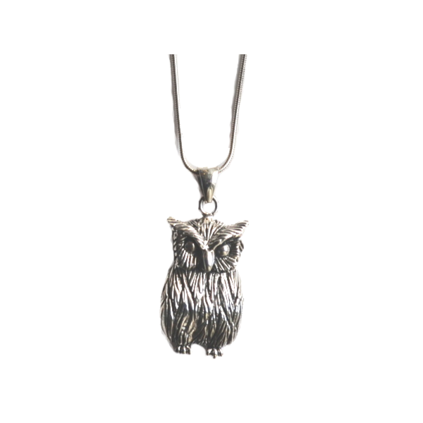 Wildlife Owl Pendant with Silver Snake Chain - Gallardo & Blaine Designs