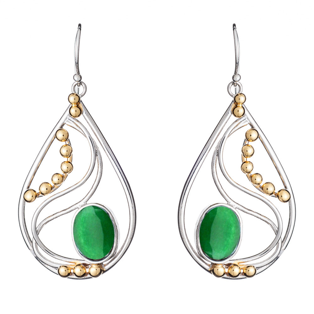 Elegant drop earrings in silver & gold-Gallardo & Blaine Designs