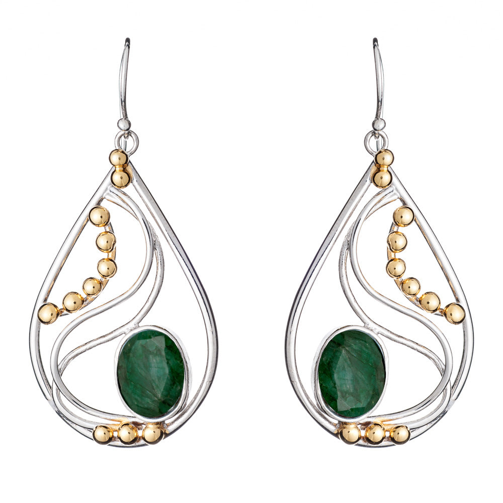 Phoenix Earrings in rough emerald-Gallardo & Blaine Designs