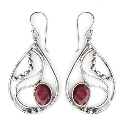 Phoneix Earrings in silver & rough ruby-Gallardo & Blaine Designs