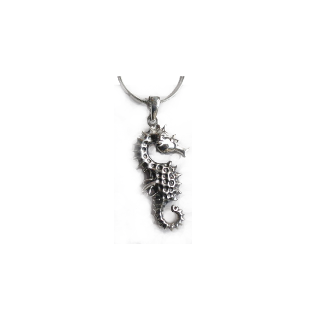 Wildlife Seahorse Pendant Small with Silver Snake Chain - Gallardo & Blaine Designs