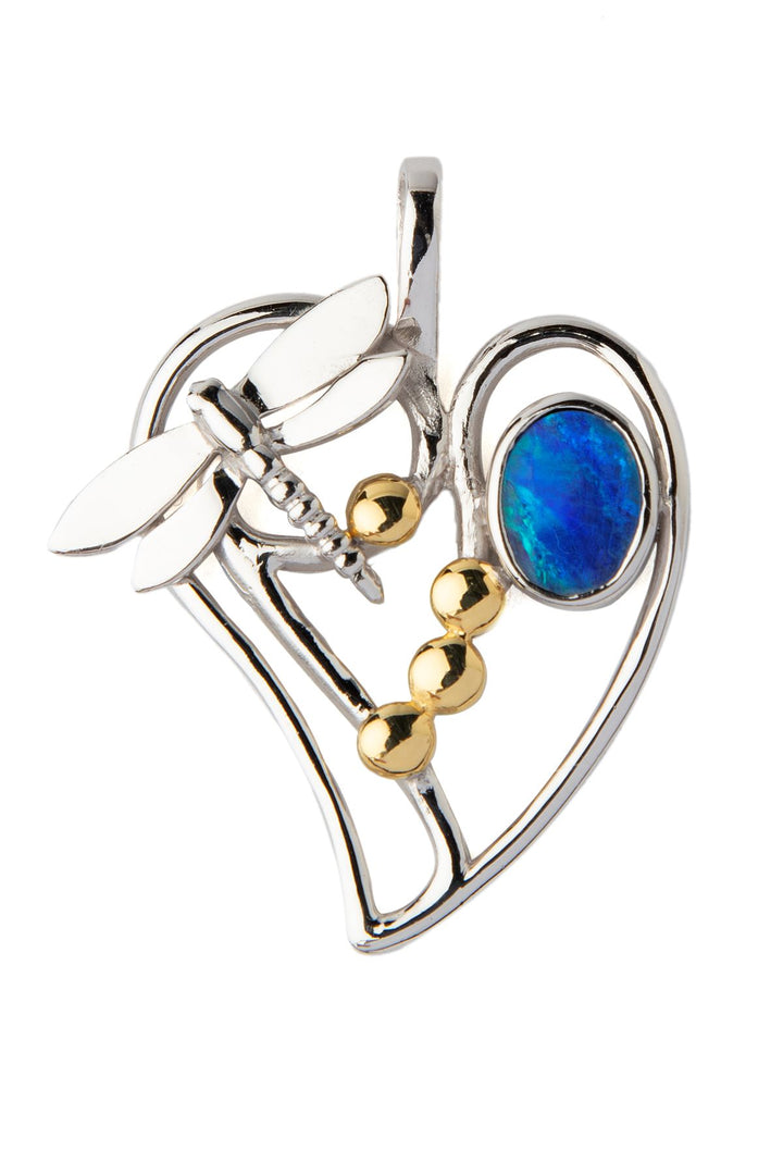 Heart Dragonfly Pendant Small in various gemstones