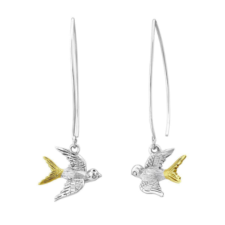Wildlife Swallow Open Hoop Earrings - Gallardo & Blaine Designs