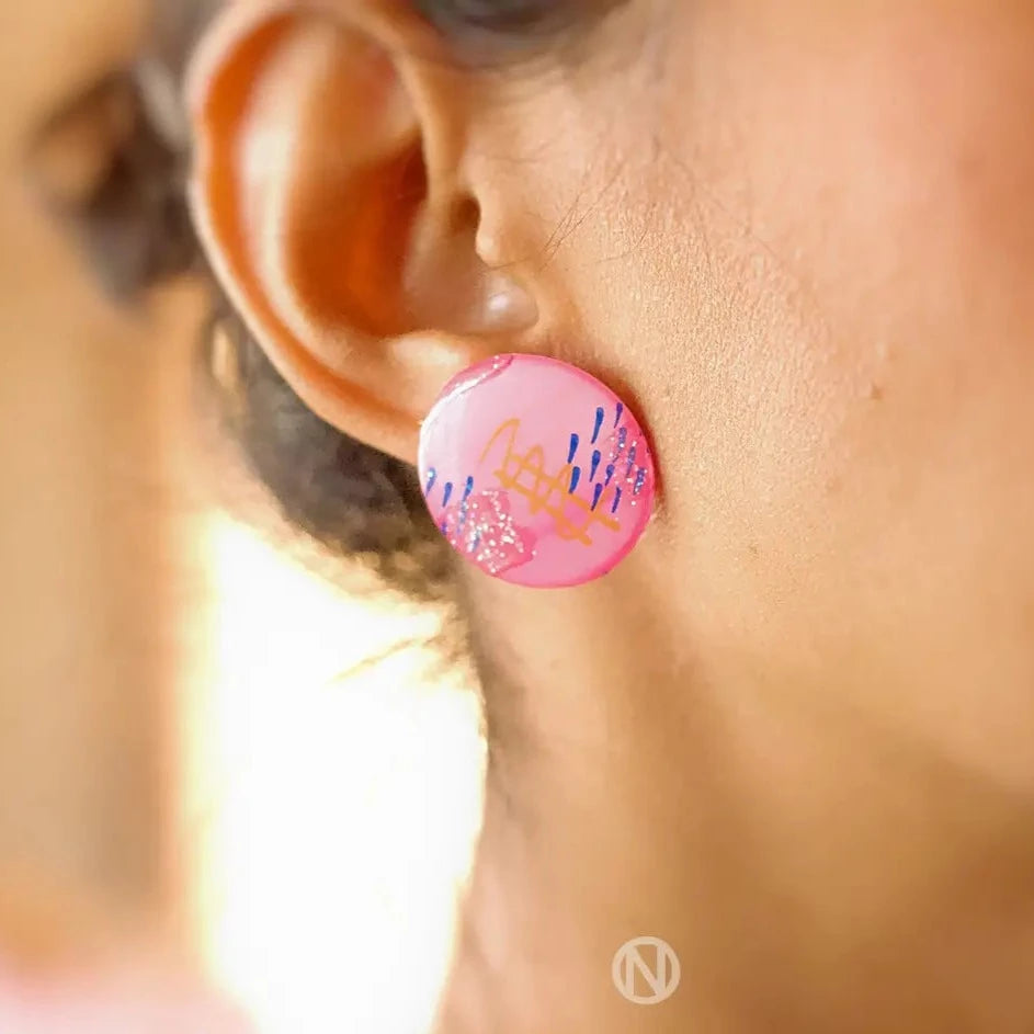 Pink Abstract Statement Earrings